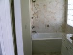 Bathroom remodel with new tub & marble shower surround
